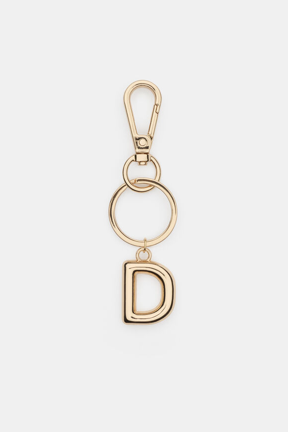 Gold Initial Keyring  D  hi-res