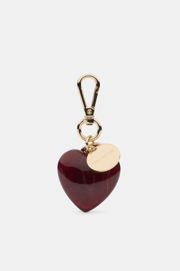 Resin Heart Keyring  Plum Red  hi-res