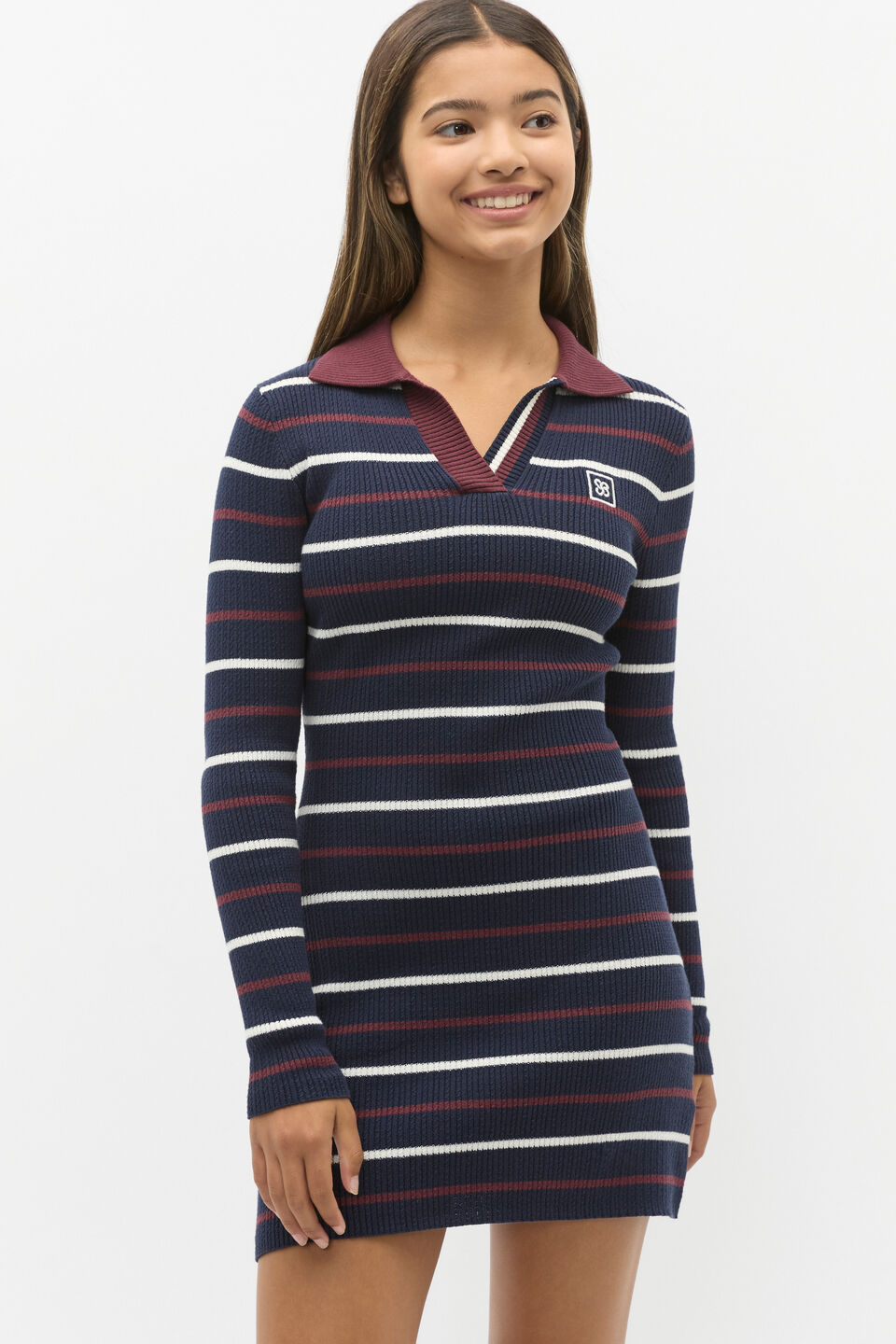 Stripe Knit Dress  New Navy
