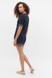 Crepe Knit Contrast Top  Twilight Blue  hi-res