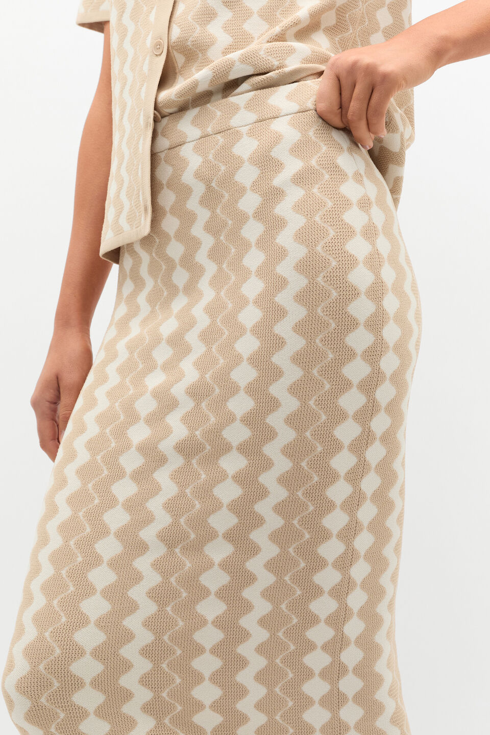 Jacquard Knit Skirt  Ecru