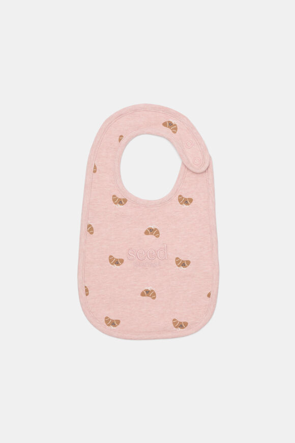 Logo Croissant Bow Bib  Blush Pink Marle  hi-res