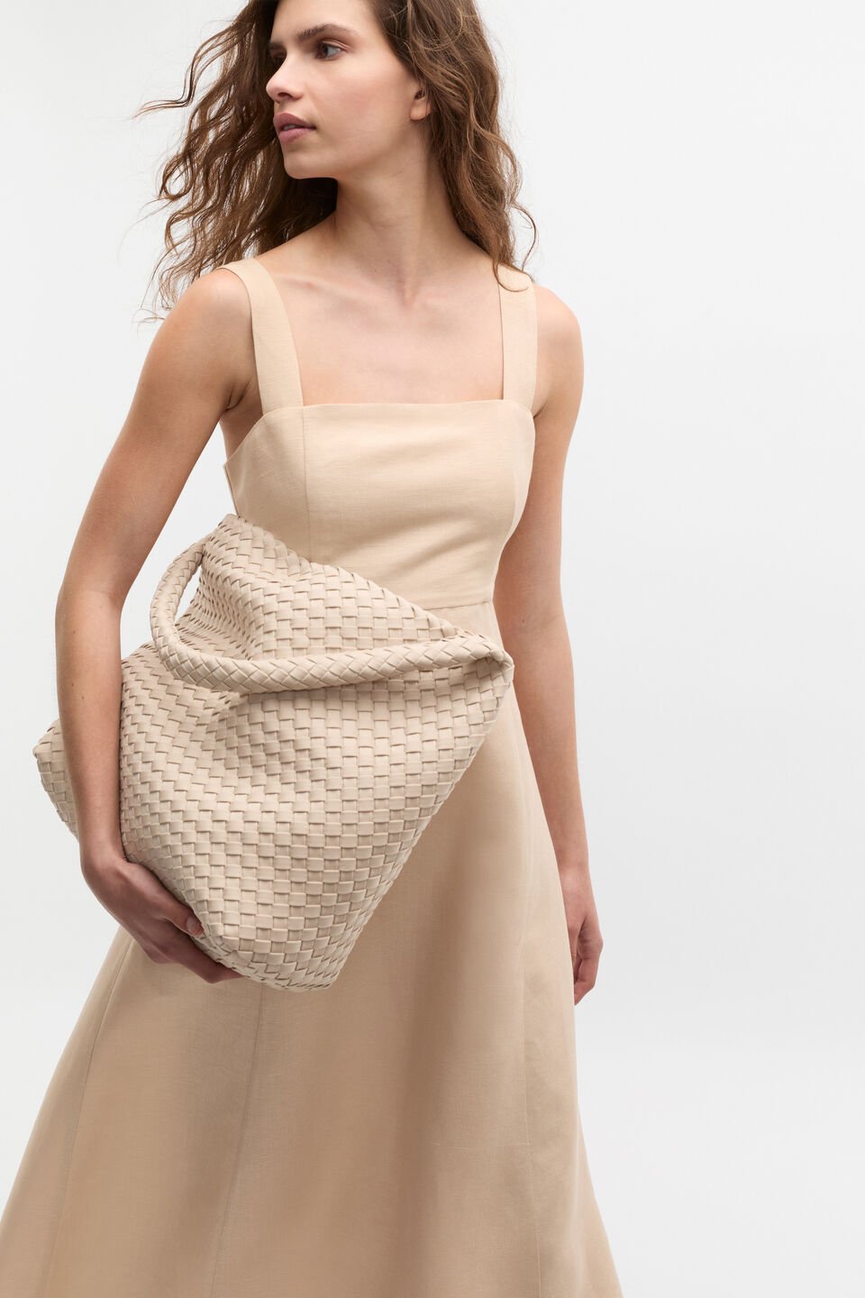 Woven Textured Tote  Ecru