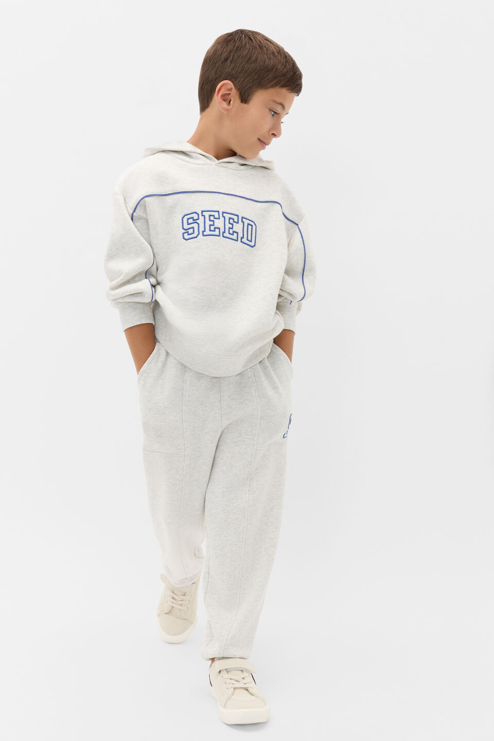 Panelled Track Pant  Light Grey Marle