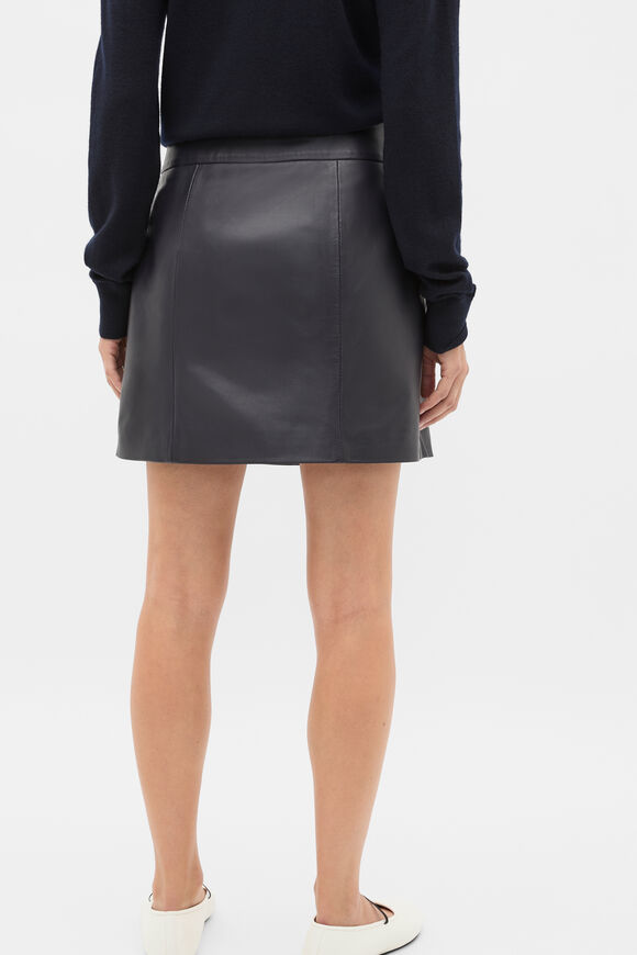 Leather Mini Seam Skirt  Twilight Blue  hi-res