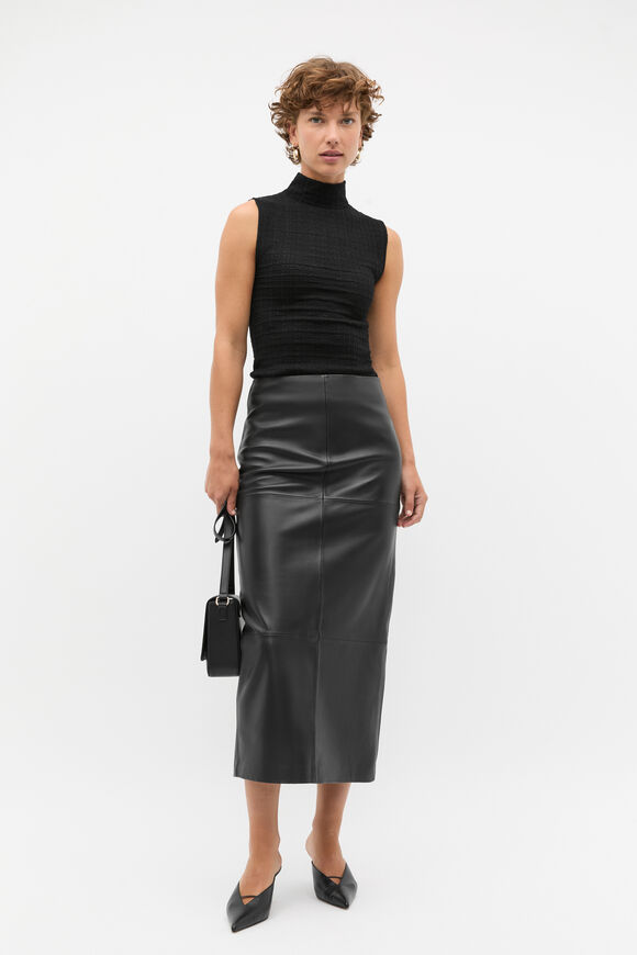 Leather Column Skirt  Black  hi-res