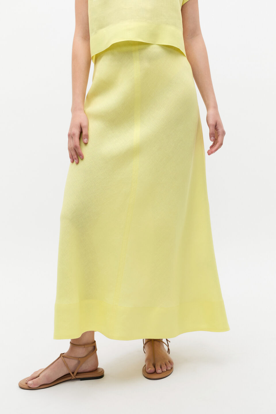 Core Linen Seam Front Skirt  Lemongrass