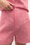 Gingham Linen Short  Electric Crimson Gingham  hi-res