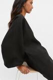 Linen Blouson Sleeve Dress  Black  hi-res