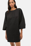 Linen Blouson Sleeve Dress  Black  hi-res
