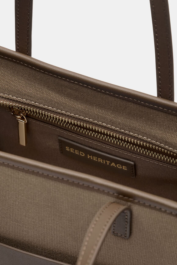 Leather Detail Carry All Mini Tote  Cocoa  hi-res