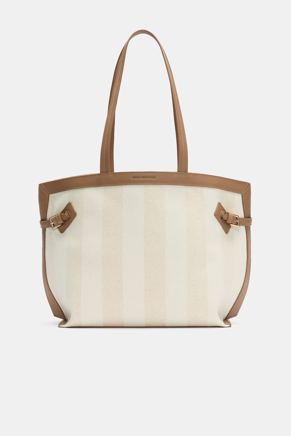 Textured Buckle Tote  Toffee