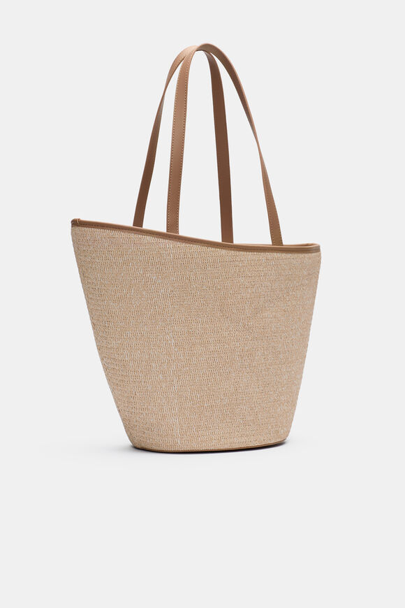 Textured Curved Tote  Ecru  hi-res