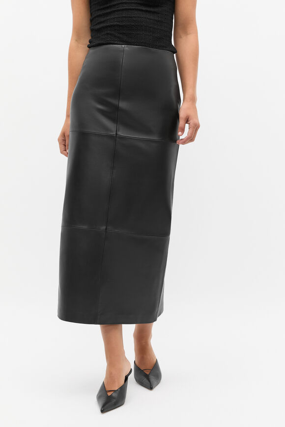 Leather Column Skirt  Black  hi-res