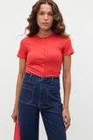 Rib Button Through Top  Electric Crimson  hi-res