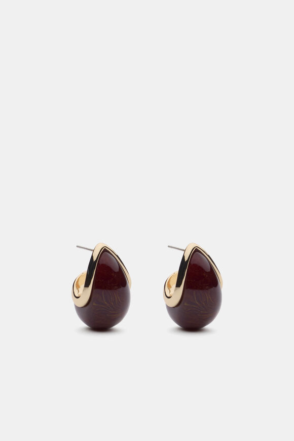 Round Resin Earring  Plum Red  hi-res