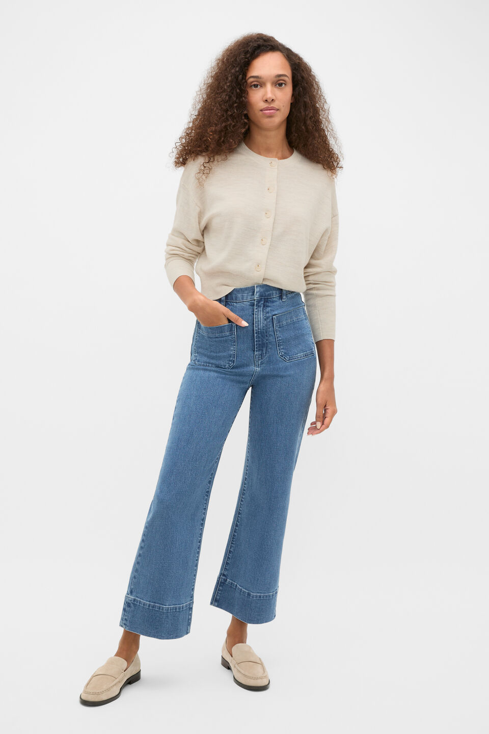 Core Wide Leg Pocket Jean  French Blue Denim