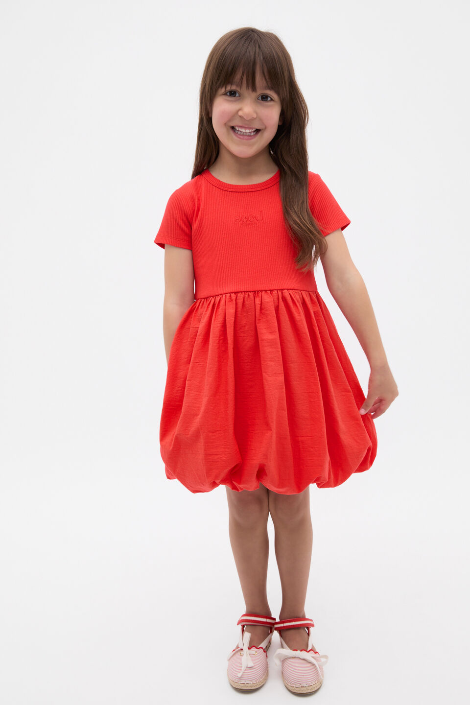 Spliced Logo Dress  Strawberry Red
