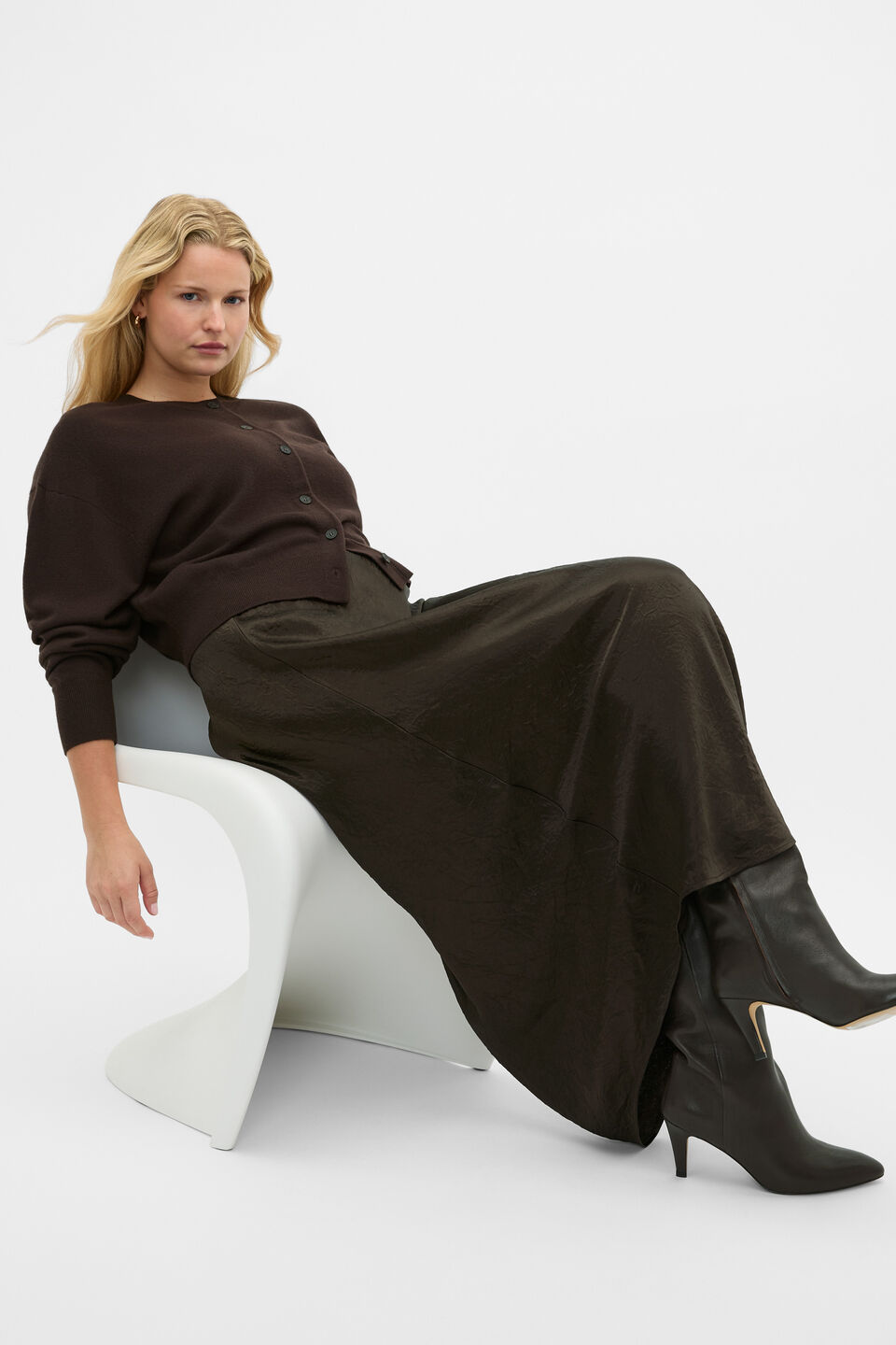 Australian Merino Relaxed Cardigan  Coffee Bean