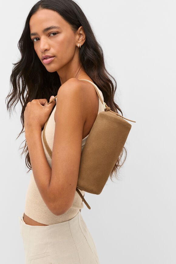 Suede Pouch Shoulder Bag  Toffee  hi-res