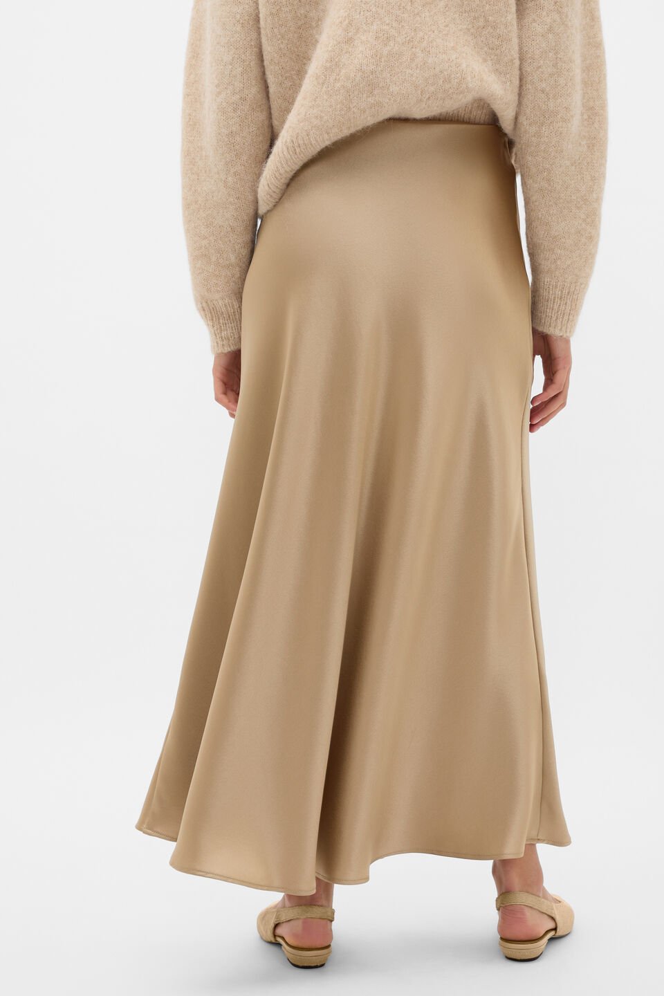Satin Midi Skirt  Sandstone