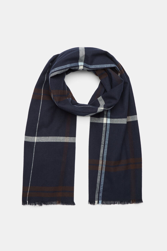 Multi Check Scarf  Twilight Blue  hi-res