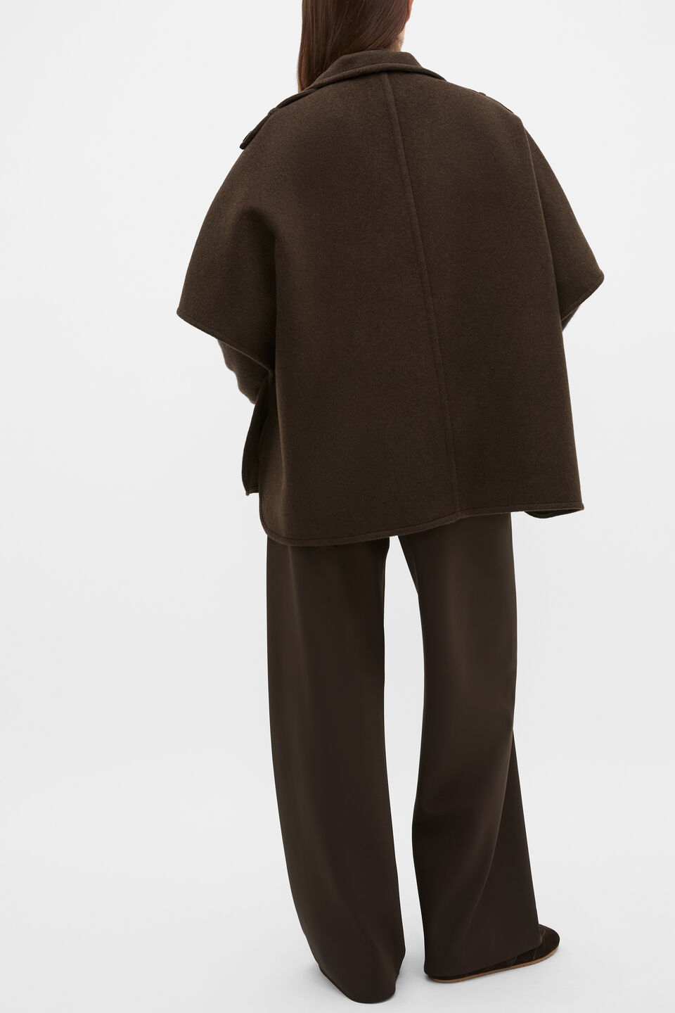 Wool Trench Cape  Coffee Bean