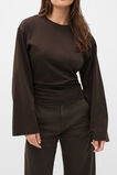 Cotton Long Sleeve Waisted Top  Coffee Bean  hi-res