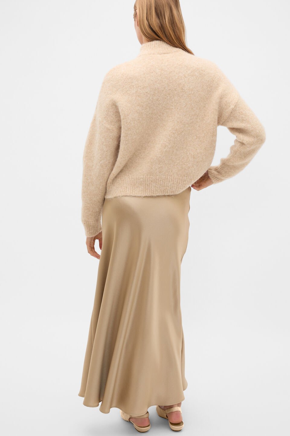 Lofty Mock Neck Knit  Sandstone Marle