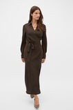 Textured Satin Wrap Shirt Dress  Coffee Bean  hi-res