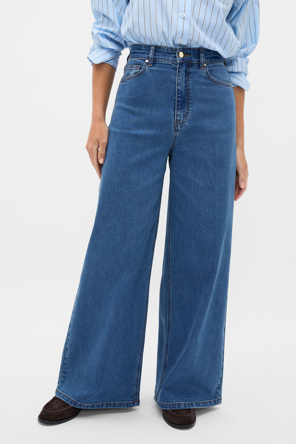 Palazzo Jean  Mid Indigo Denim