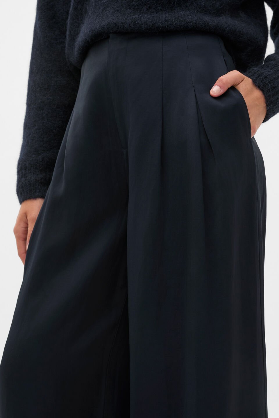 Pleat Front Palazzo Pant  Twilight Blue