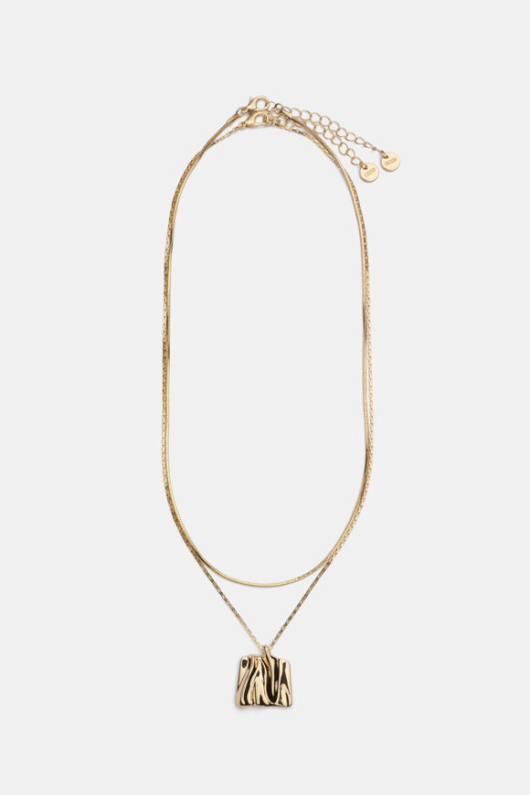 Square Molten Pendant Necklace  Gold  hi-res