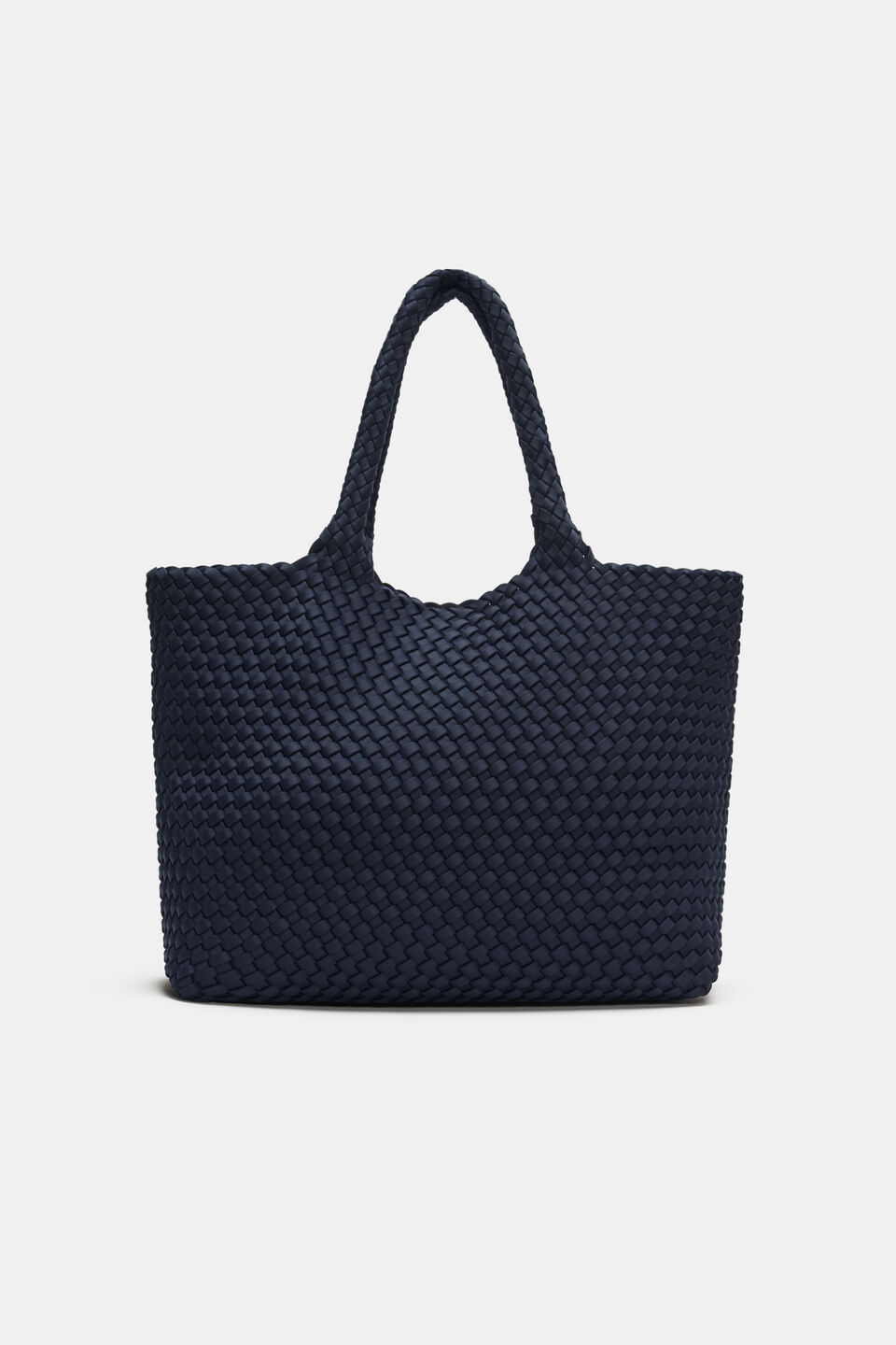 Woven Textured East West Tote  Twilight Blue