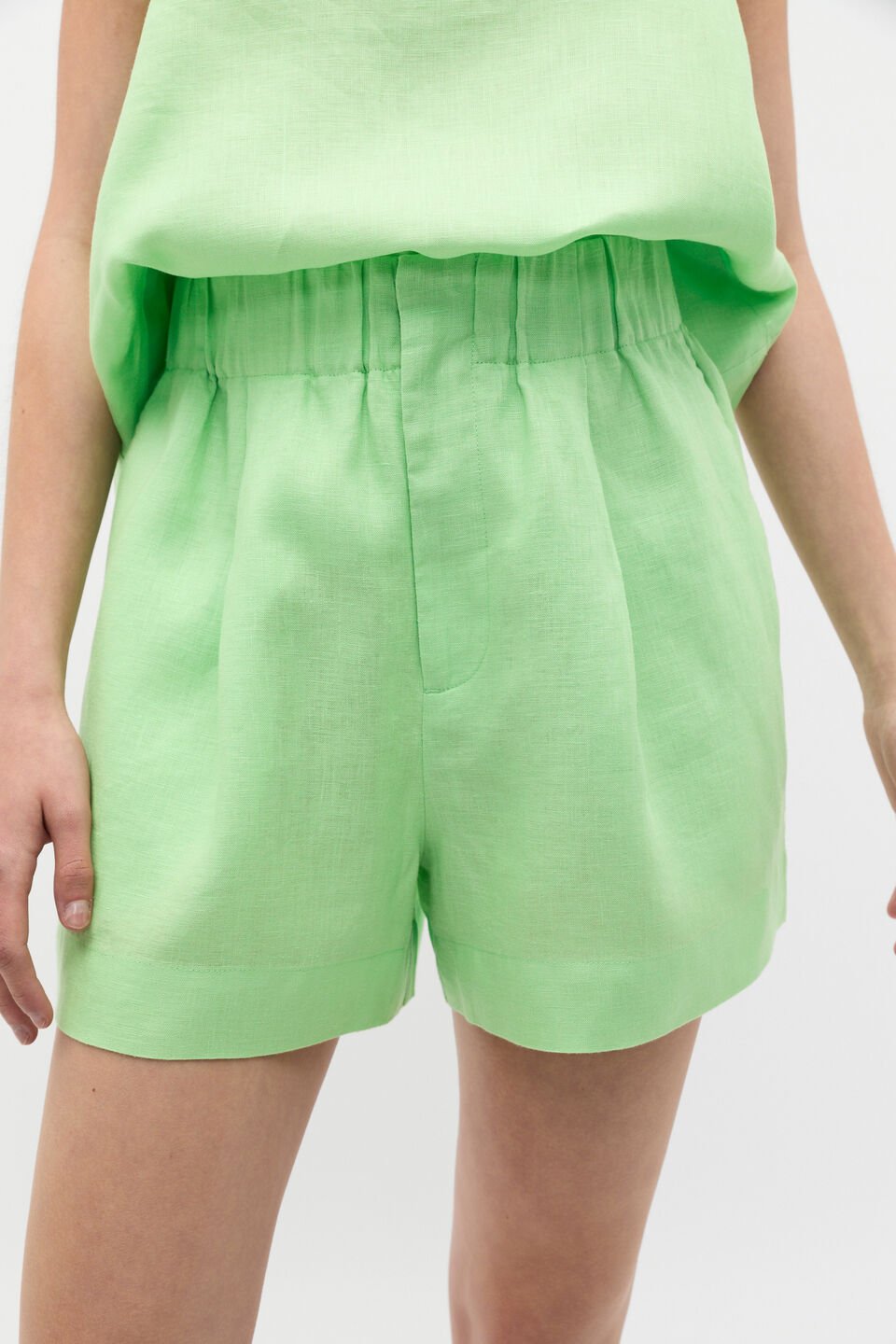 Core Linen Gathered Palazzo Short  Green Apple