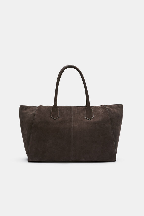 Softly Structured Suede Tote  Chocolate  hi-res