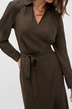 Textured Satin Wrap Shirt Dress  Coffee Bean  hi-res