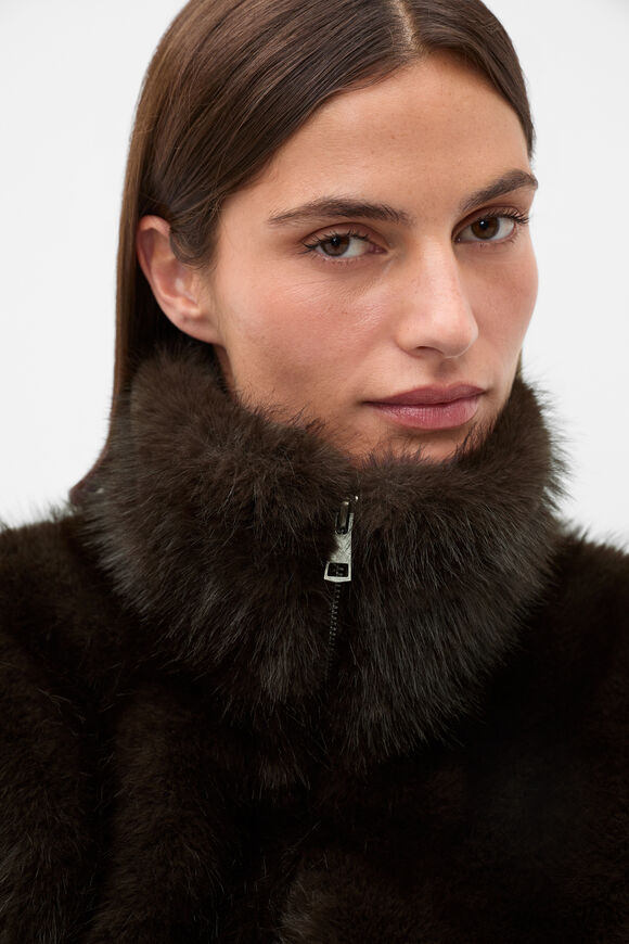 Faux Fur Zip Through Vest  Coffee Bean  hi-res