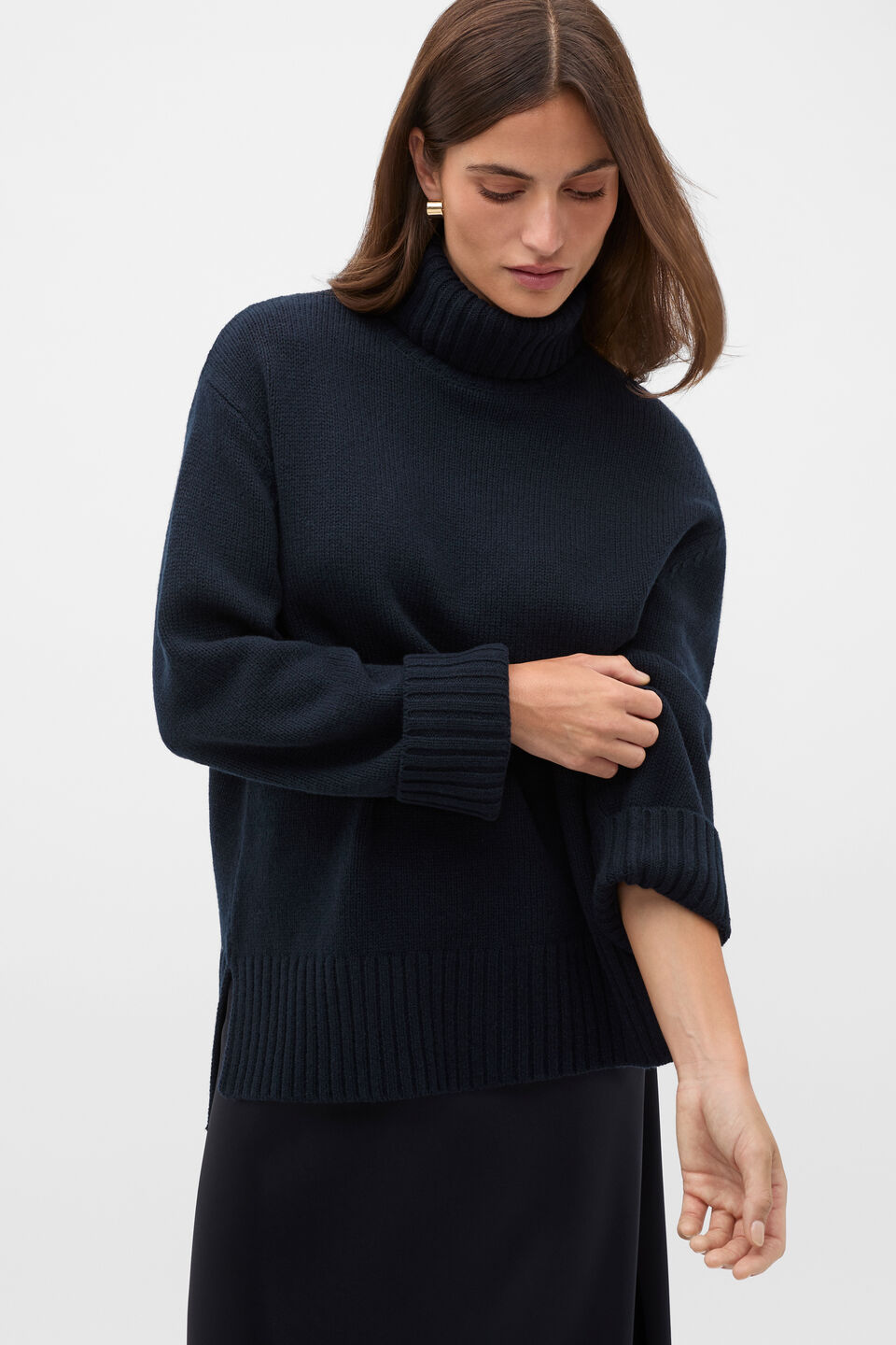 Australian Merino Oversized Roll Neck  Twilight Blue