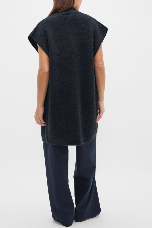 Rib Knit Mid Length Poncho  Twilight Blue  hi-res