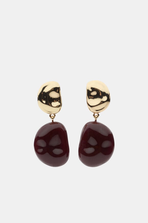 Pebble Drop Earring  Plum Red  hi-res