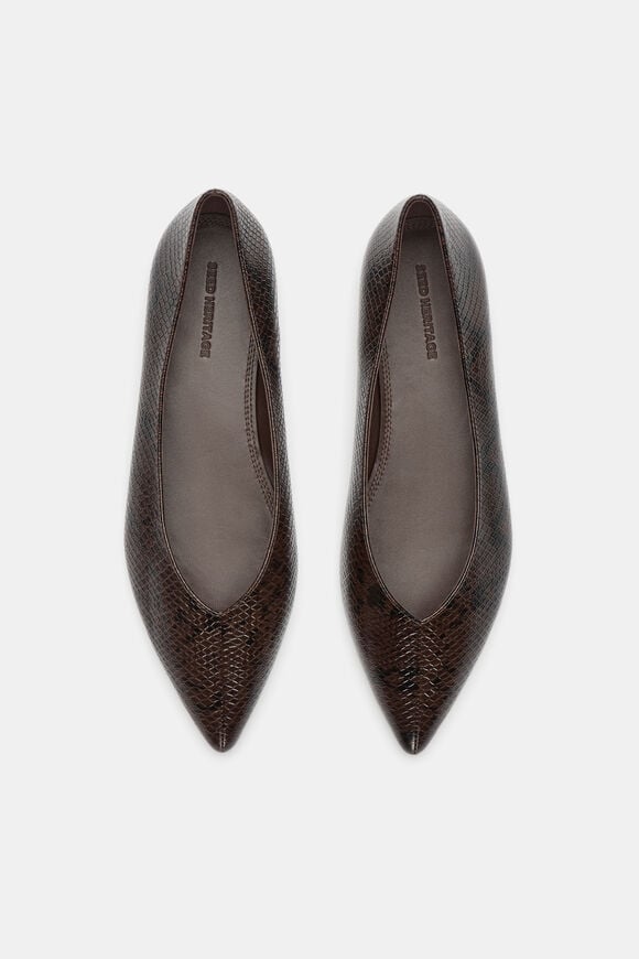 Clem Pointed Ballet Flat  Coffee Bean Snake Print  hi-res