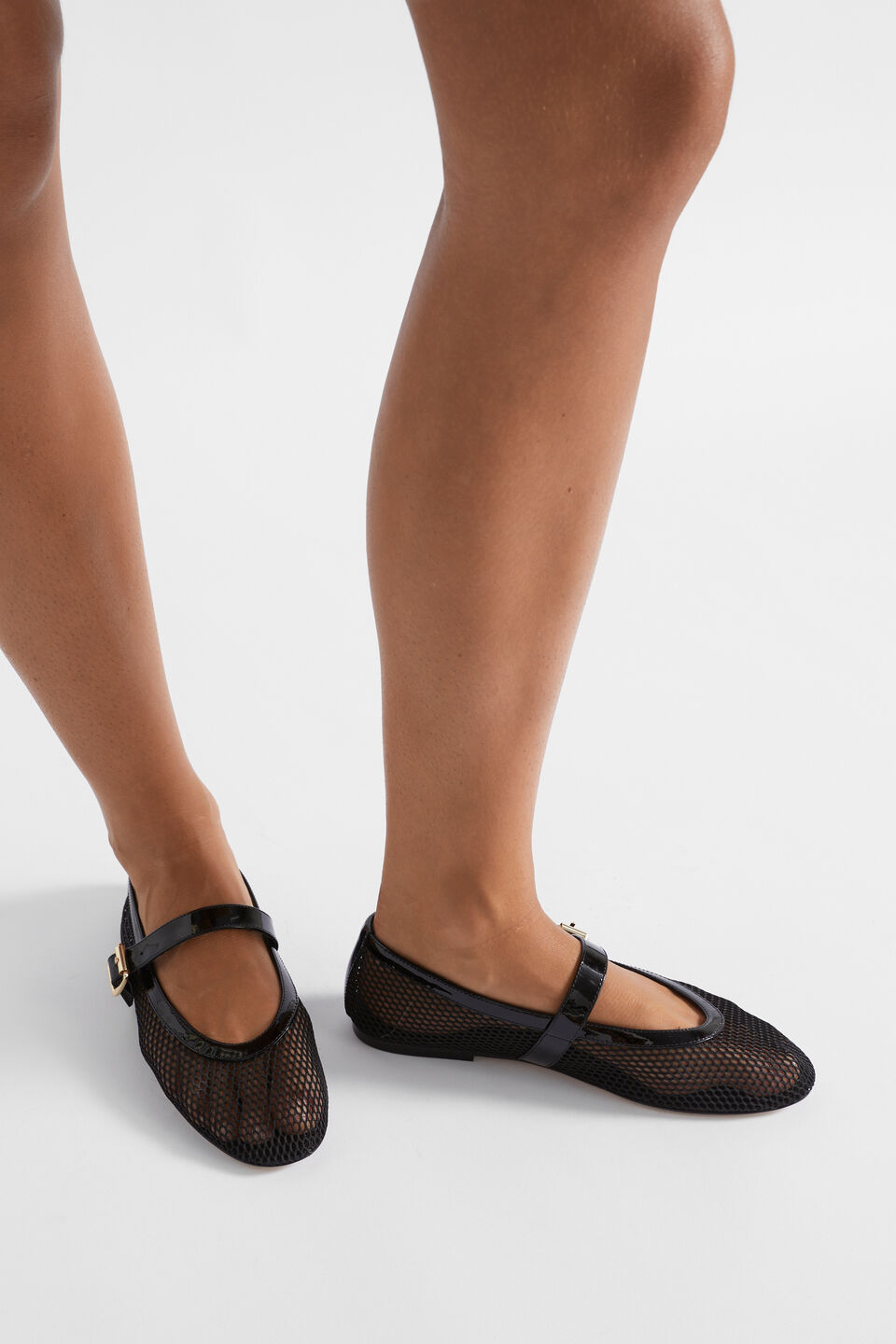 Danielle Mesh Ballet Flat  Black