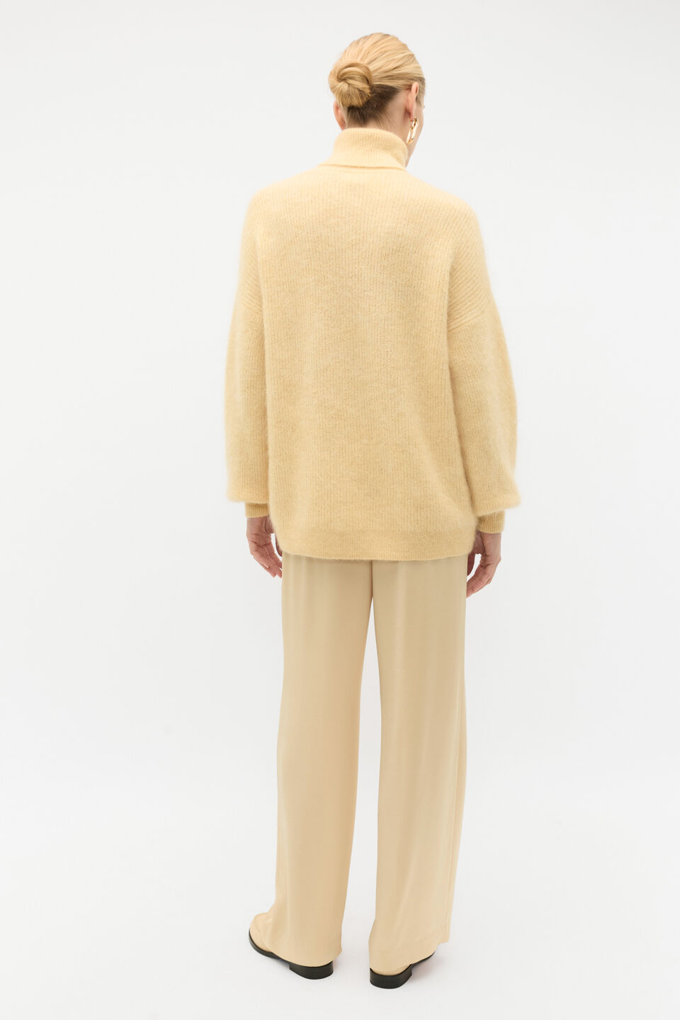 Longline Rib Roll Neck Knit  Marzipan Marle