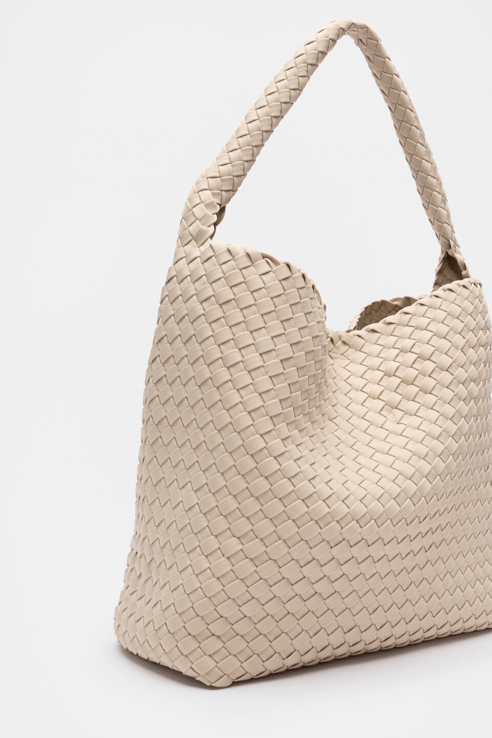 Woven Textured Tote  Ecru