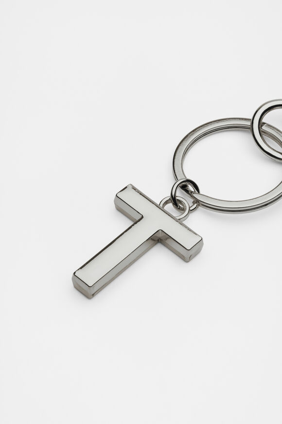 Silver Initials Keyring  T  hi-res