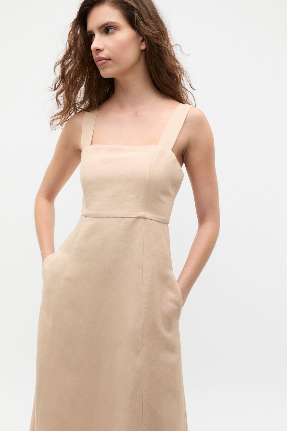 Retro Embroidered Midi Dress  Ecru