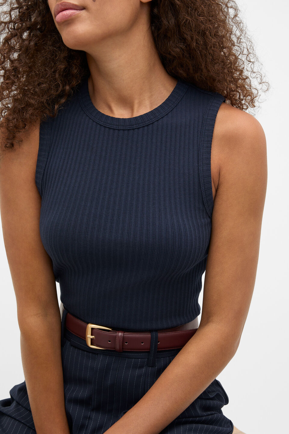 Cotton Rib Tank  Twilight Blue