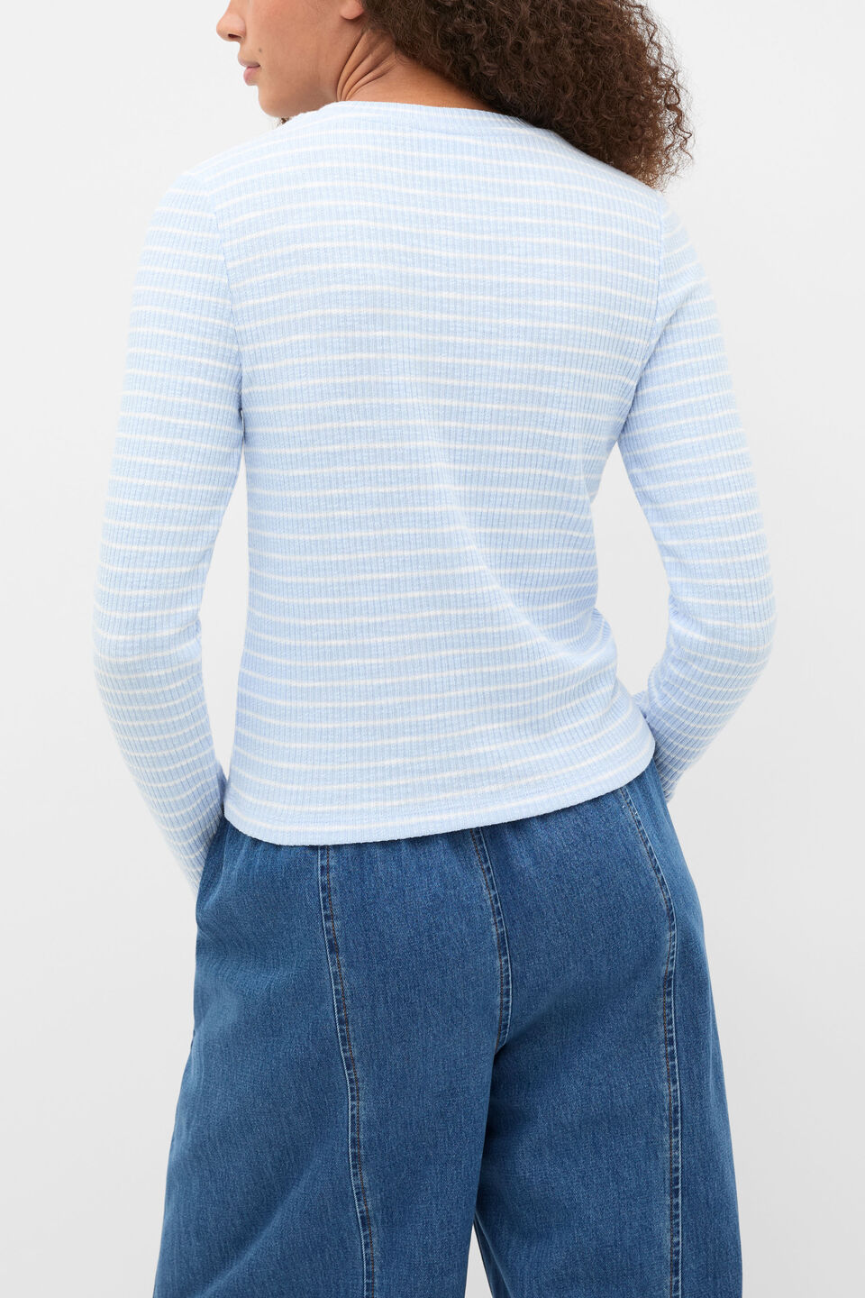 Self Stripe Textured Top  Arctic Blue Stripe