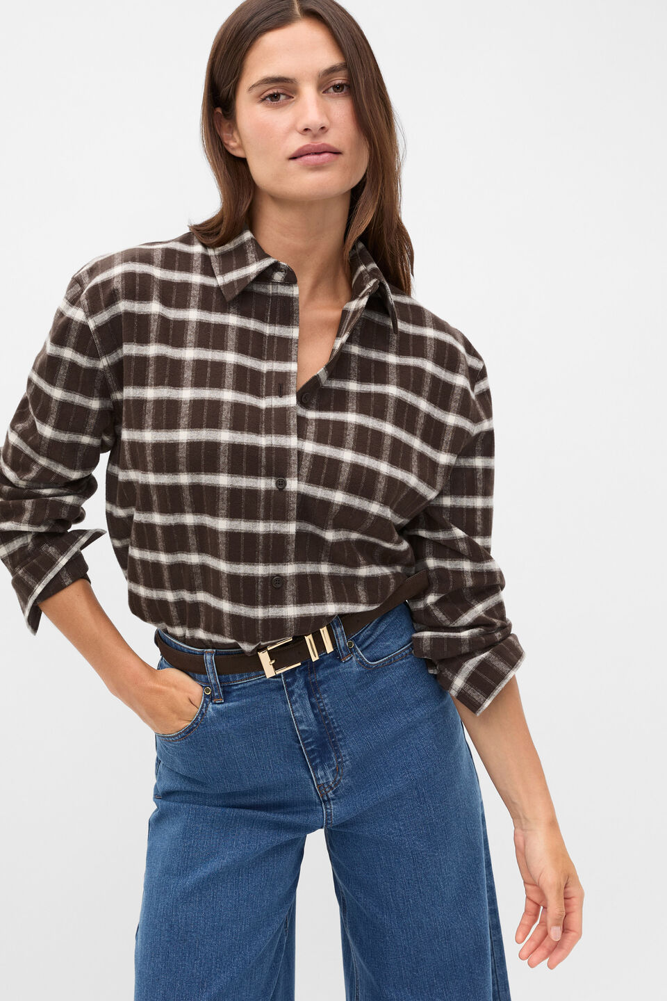 Relaxed Check Shirt  Coffee Bean Check
